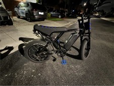 RIDSTAR Electric Fat Tire Mountain Bike 1000W 20" Black Blue Lights Battery