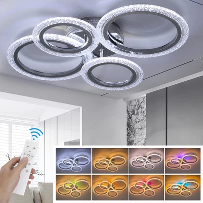 RGB LED Deckenleuchte Dimmbar Wohnzimmer Moderne Deckenlampe mit Fernbedienung - Bild 1 von 4