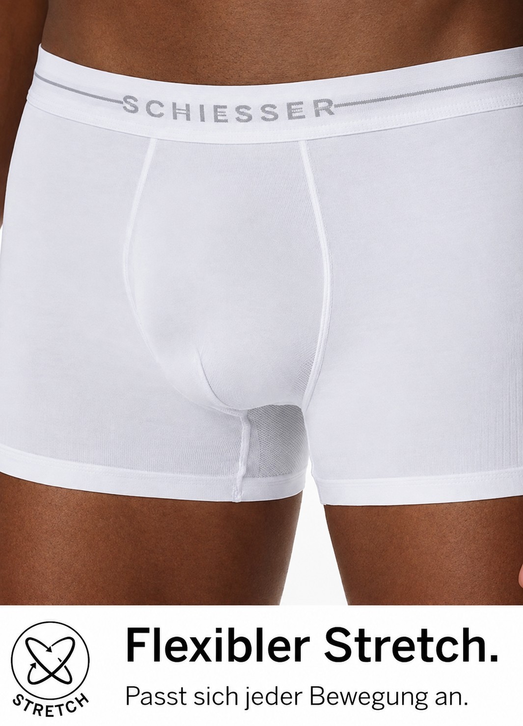 2er Pack Schiesser Cotton Flex Herren Short / Pant weiß Unterhosen Baumwolle