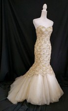 Sherri Hill Dress Gown Prom Dress Mermaid Cut Sequin Scales w Tulle Kick Train 6