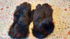 Vintage Real Rabbit Fur Ladys Gloves. Sizes Small. 1940s.