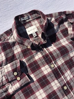 GANT Regular Fit Long Sleeve Plaid Button Down Shirt Mens XL  Red