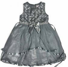 Girls Light Blue Dress with Bow  Beaded Accents Size 6X