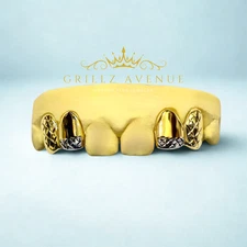 Custom Fit Grillz 4pc with Diamond Cuts (925 Sterling Silver/Free Shipping)