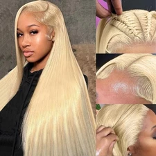 30 Inch 613 Lace Front Wig Human Hair 220 Density Blonde Wig Human Hair 13X6 ...