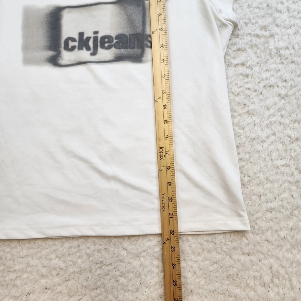Camiseta de bebé CK Calvin Klein Jeans M blanca con logotipo deletreado años 90 2000 Y2K Foto 2 de 4