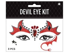 Devil Face  Body Jewels - Red/Black - Costume Accessory - One Size
