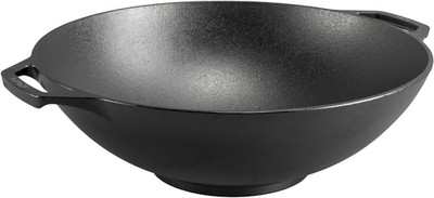 Pre-Seasoned Cast Iron WOK - Dual Assist Handle - Use in the Oven, on the Stove,