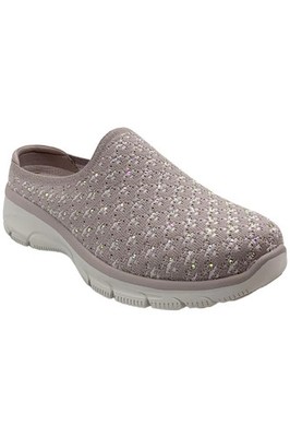Skechers Women's Easy Going Rhinestone Knit Mules Glitz Strut Lilac