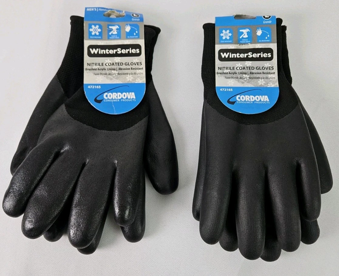 Cordova Nitrile Coated Warm Winter Insulated Work Gloves Size Large Set Of 2 NWT