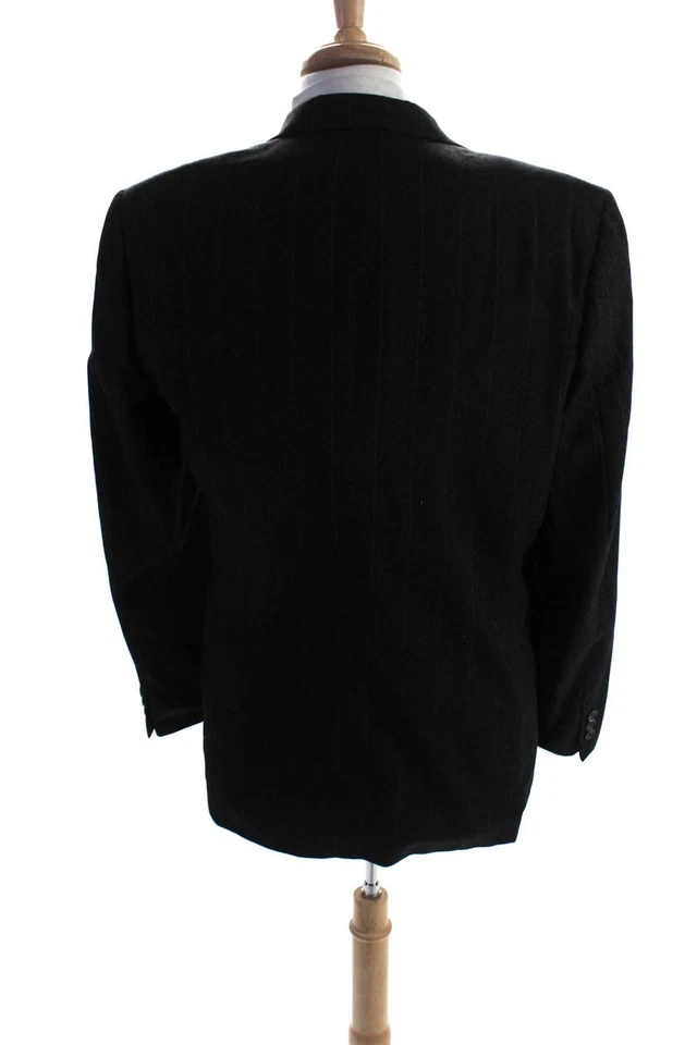 Blazer masculino Next cinza escuro listrado de lã peito duplo manga longa tamanho 40L - Imagem 4 de 4