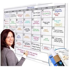 Laminated Dry Erase Calendar with Ample Space for Daily Planning