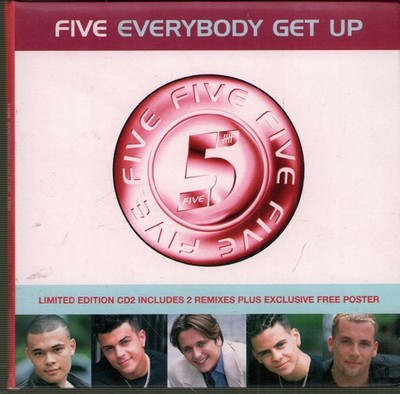 Five Everybody Get Up CD UK BMG 1998 Mit Poster In Gatefold-Kartonschutzhülle