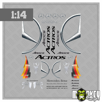 Mercedes Benz 1:14 Tamiya Aufkleber LKW Truck Modellbau Sticker Set