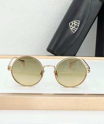 Maybach Z1985 Round Sunglasses Gold Frame Green Leather Trim Gradient 56mm