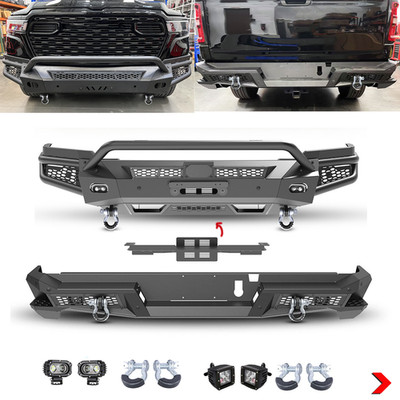Modular Steel Front / Rear Bumper For 2025 Ram 1500 Offroad w/D-rings+Pod Lights