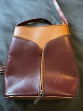 Vera Pelle Leather Shoulder Bag Made in Italy, Red Brown