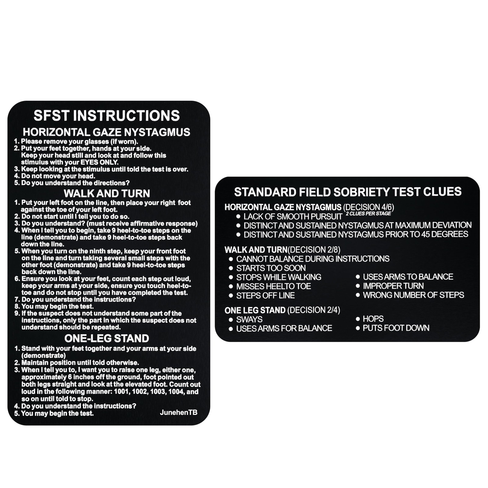 JunehenTB SFST Thick Card 2.12 x 3.38 x 0.03 inches, HVBR-EN-BLK-1P
