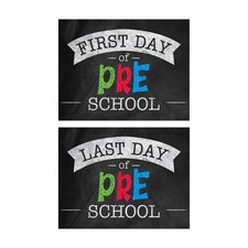 First and Last Day of School Signs 11x8.5 Inch Chalkboard Look Photo Prop