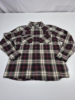 Outdoor Research Feedback Flannel Shirt Mens L Red Plaid Button Up Long Sleeve