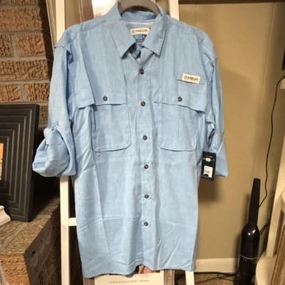 Magellan Fish Gear LS Aransas Pass Heather Blue Aster Men's S Moisture Wicking  
