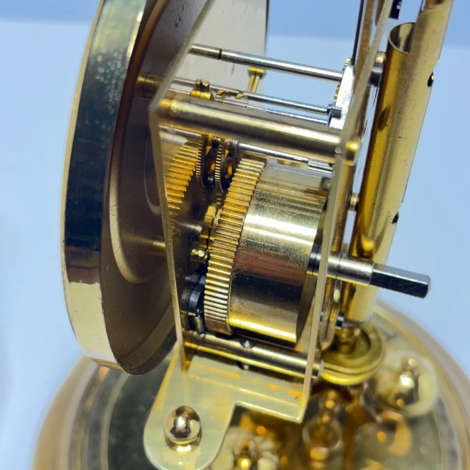 KERN SKELETON CLOCK 11" & LARGE Glass Dome + KEY Not Winding Parts Repair Prop - Image 3 of 4