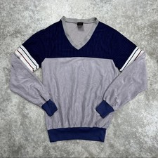 Vintage Works Sweater Mens Medium Corduroy Striped Pullover 80s 90s