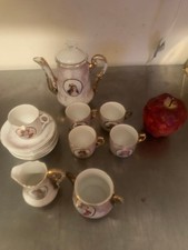 Antique Set of Child's China Dishes w/ Girls' Heads on Each Piece - AOx au5