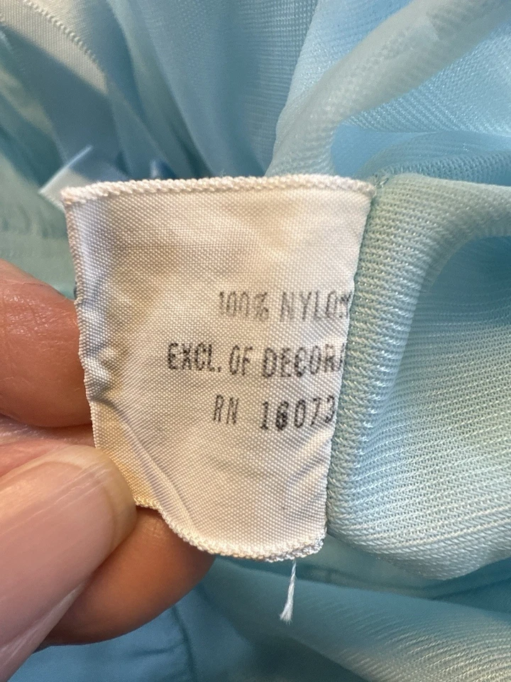 Camisón y bata Peignoir Penny's Adonna de encaje de nailon transparente azul claro S de colección años 60 Foto 4 de 4