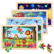 Wooden Educational Jigsaw Puzzles Small to Medium 20 pieces , Mixed Styles B