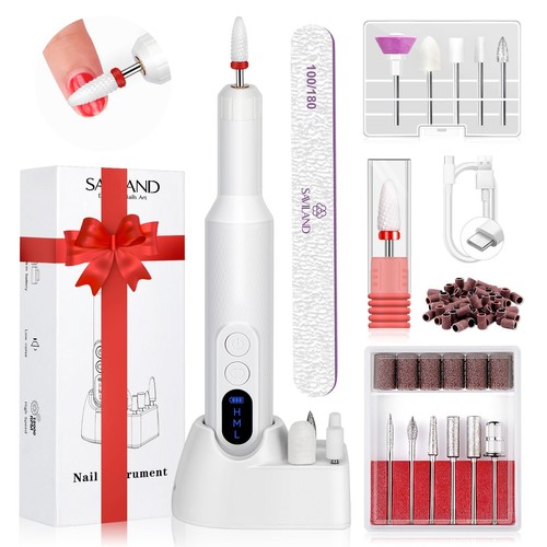 Electric Nail File: 2024 Flawless White Nail Drill PRO&Portable with12 Basic ...