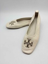 Pre-Owned Tory Burch Ivory Size 8 Slip On Flats