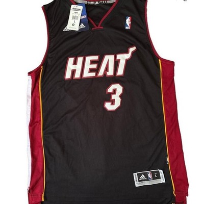 Adidas NBA Miami Heat Dwyane Wade #3 Swingman Basketball Jersey Black Mens Large