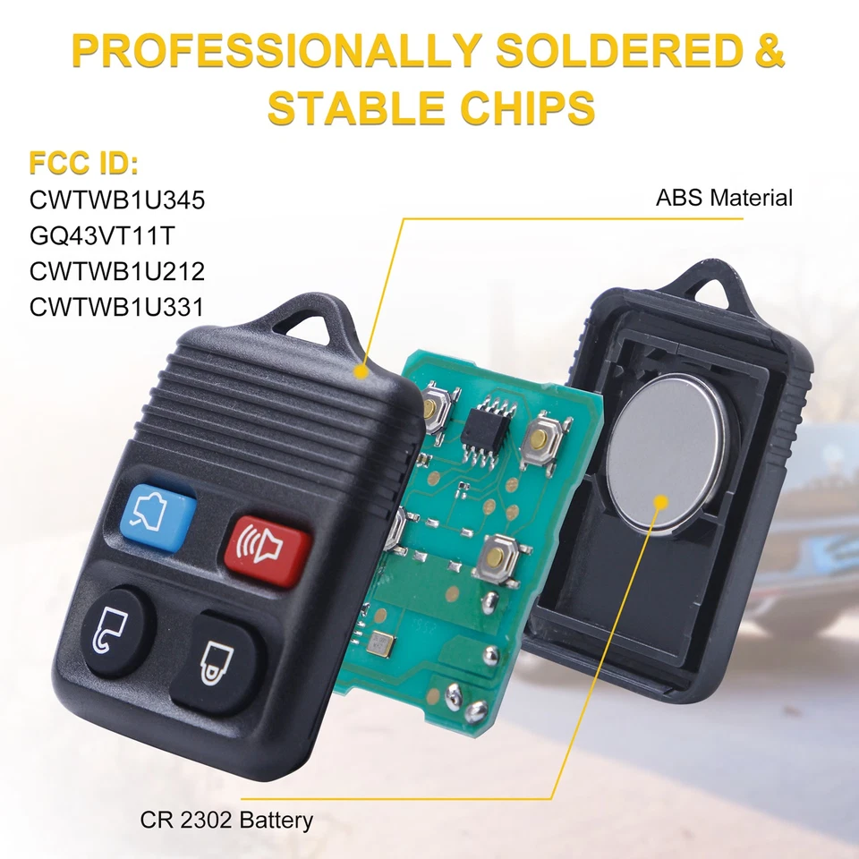 For 2000 2001 2002 2003 2004 Ford Mustang Keyless Entry Remote Car Key Fob 10PCS - Image 4 of 4