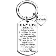 Soulmate Gifts for Him Her Boyfriend Girlfriend To My Love Keychain Birthday Swe