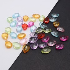 200pcs Mixed Color Transparent Acrylic Faceted Teardrop Charm Pendants 11X8mm