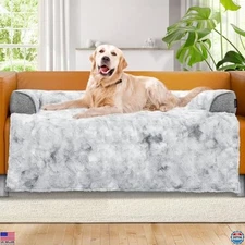 Pelsbarn Extra Large Calming Dog Couch Bed 45"x37" Waterproof Non-Slip Grey