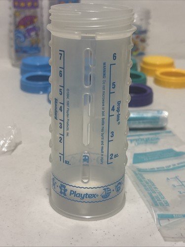 6 Vintage Playtex dekorierte Nurser 8 Unzen & 4 Unzen Flaschen ohne Brustwarzen mit Beutel Posten - Bild 10 von 20