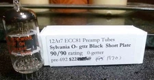 Sylvania 12at7 Short Black Plate O Getter strong 90/90 each side