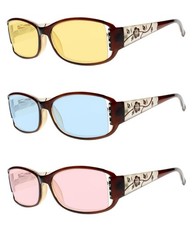 Retro Flower Anti Uv Tinted Red Purple Yellow Blue Resin Reading Glass 1.06.0