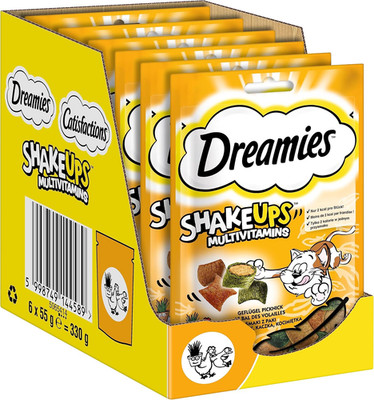 DREAMIES SHAKE UPS Multivitamins Geflügel Picknick, Katzenleckerlis Im Portionsb