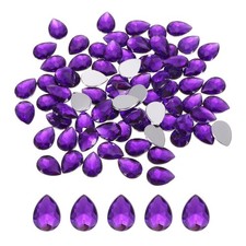100PCS Flat Back Acrylic Teardrop Gems 10x14mm Rhinestones Deep Purple