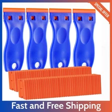 4 PCS Razor Scraper 120 Blades Remove Decals, Adhesive, Stickers, Glass Cleaner.