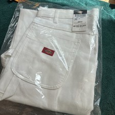 Dickies Men Relaxed Fit Utility White Painters Pants Multi Tool Pockets 38 X 32