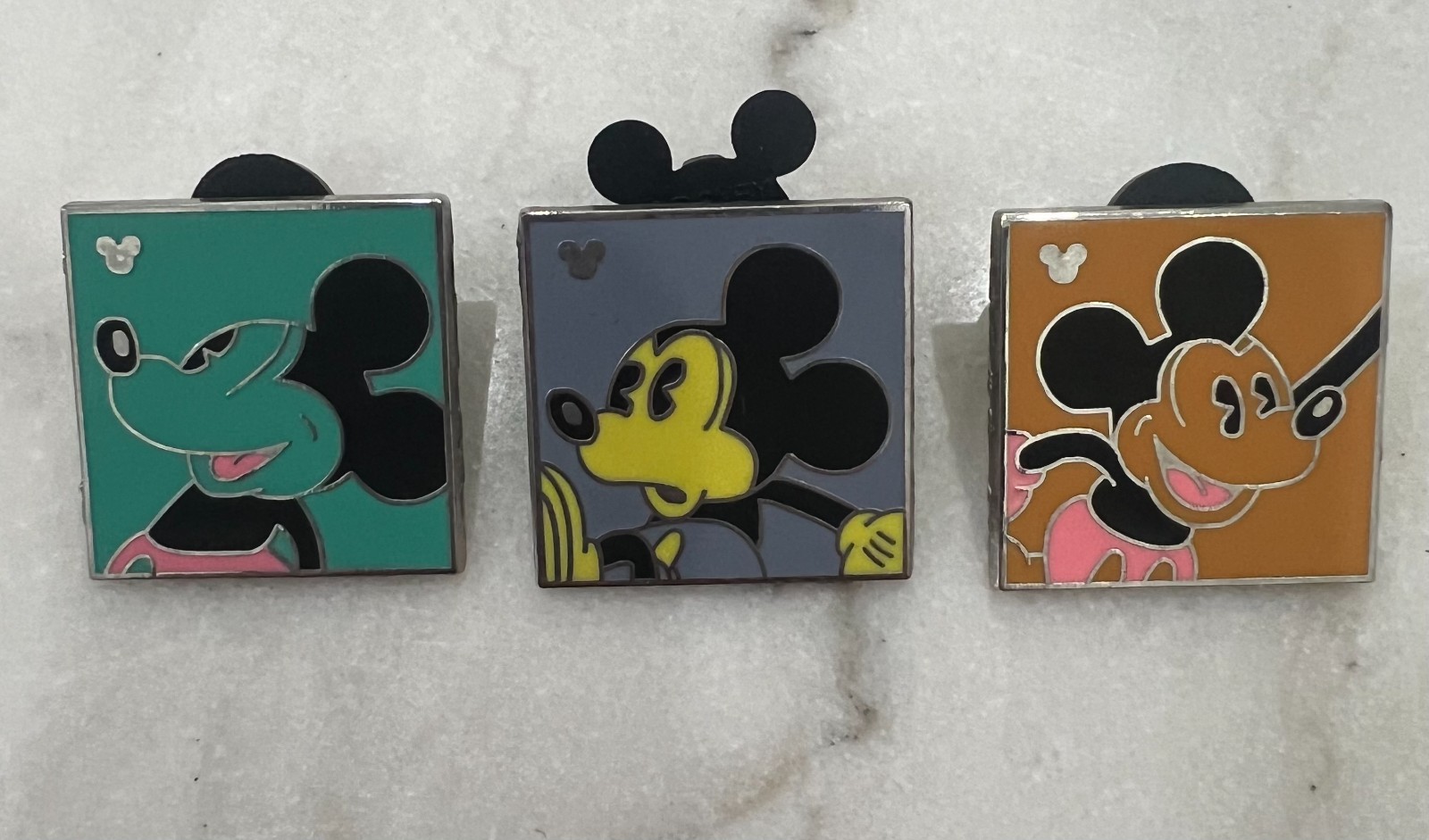 Disney Hidden Mickey 2010 Pins Set of 3 Classic Mickey Mouse Portrait Series