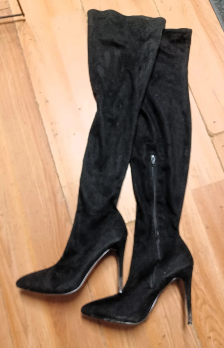 Anne Michelle Botas Hasta la Rodilla Mujer Talla 10 Tacón Stiletto Negro Hibisco