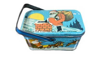超希少!DS!VTG 1950’s T-BIRDチマヨパースナバホデッドBOX Vintage Tindeco Twas The Night Before Christmas Santa Tin Litho