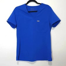 Figs Women's Blue Catarina One-Pocket V-Neck Top Scrub Size Small Nurse ER Work