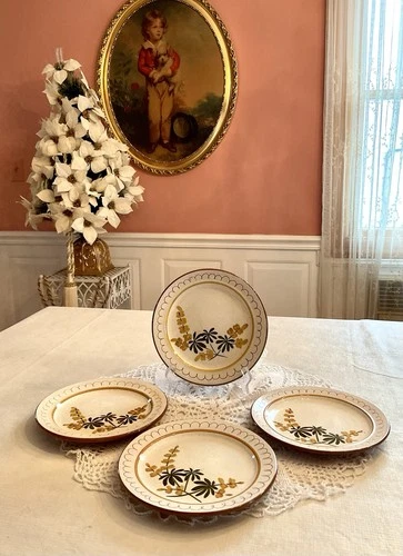 Stangl Pottery Golden Blossom 4 Salad Plates Vintage Retired 8” USA