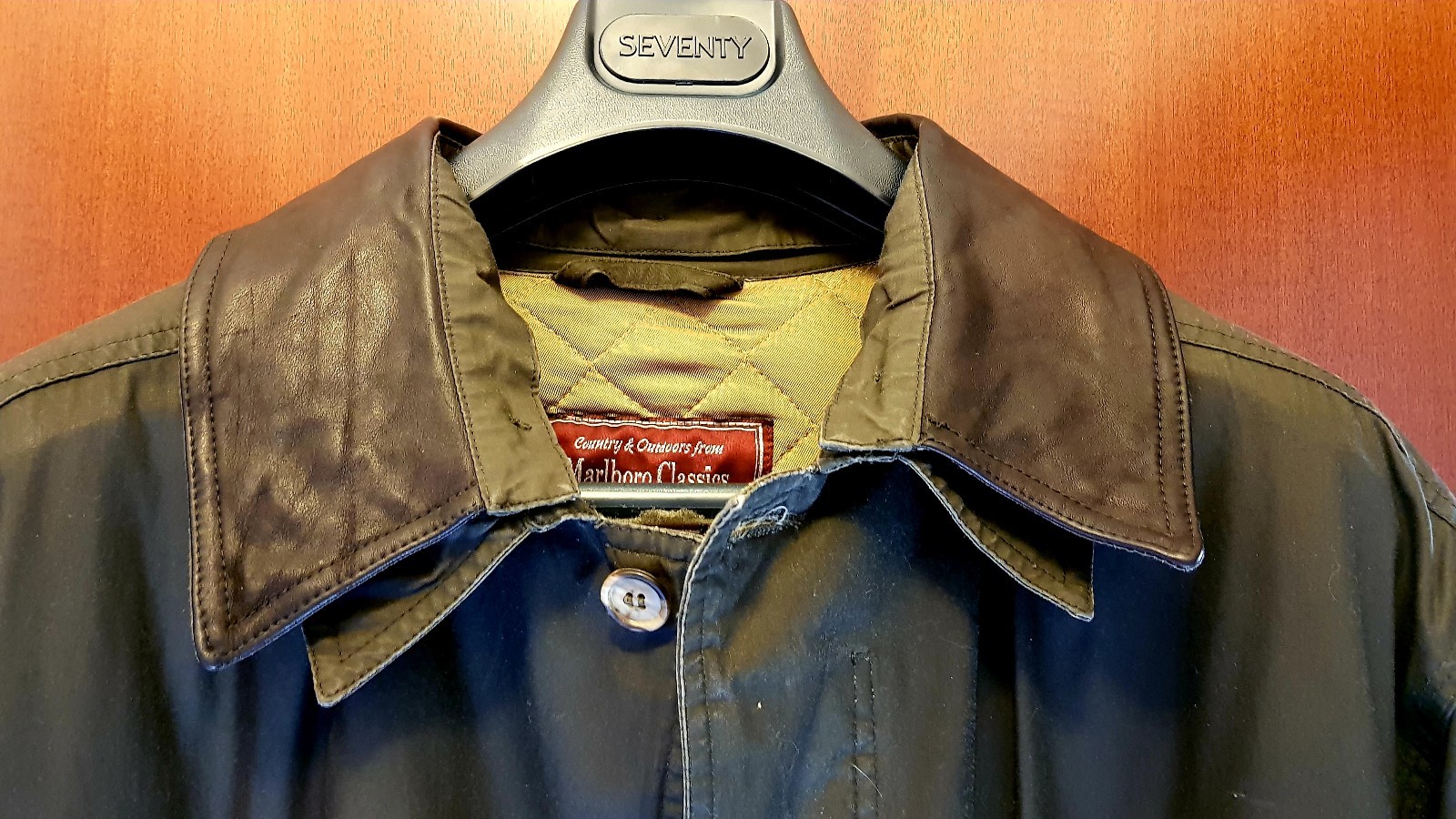 Veste Homme En Cuir Marron Style Marlboro Country - Taille L, Occasion Très Utilisée, Coupe Motard